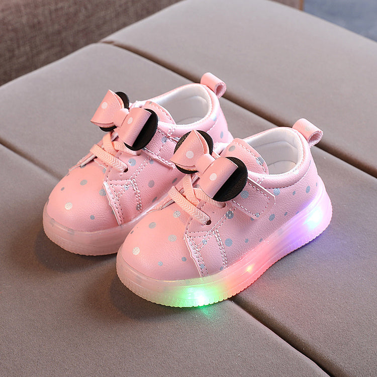 Light-up Shoes Girls Bowknot LED Light-up Shoes Breathable B | Vibra Cloth