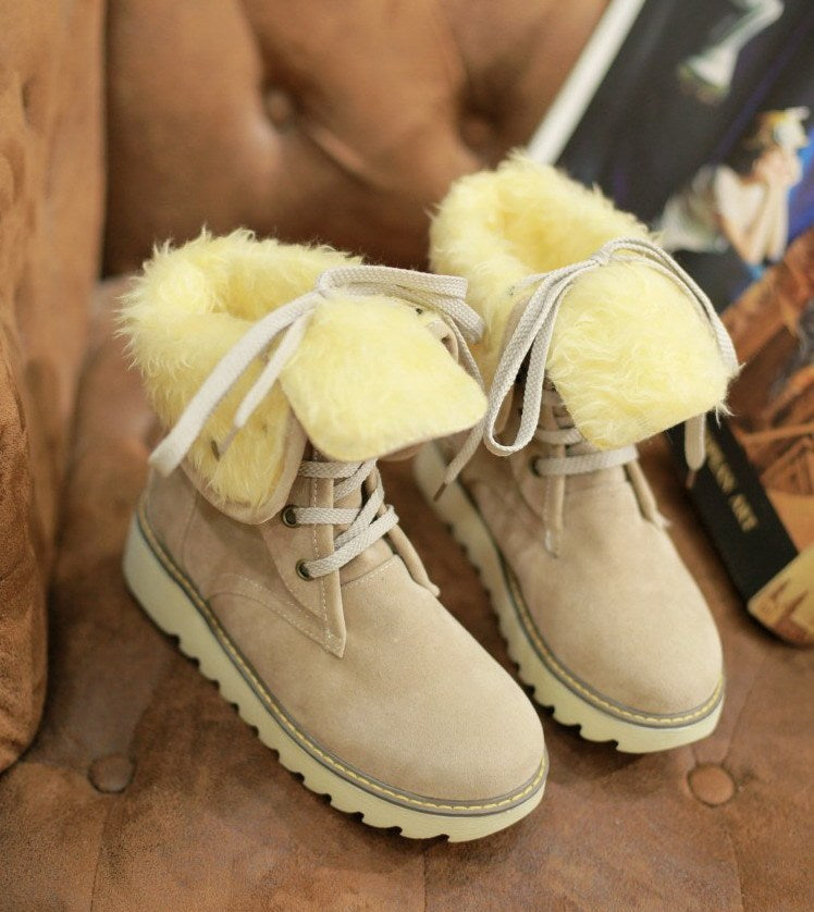 Frosted fur boots snow boots Lace Up Boots | Vibra Cloth
