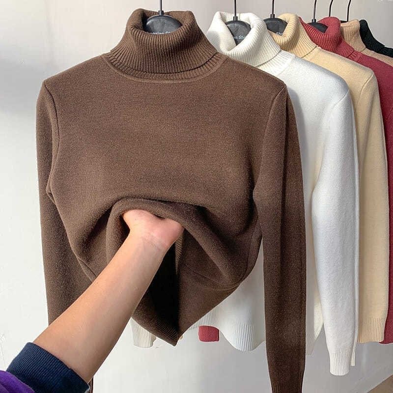 Turtle Neck Winter Sweater Women Elegant Thick Warm Female | Vibra Cloth