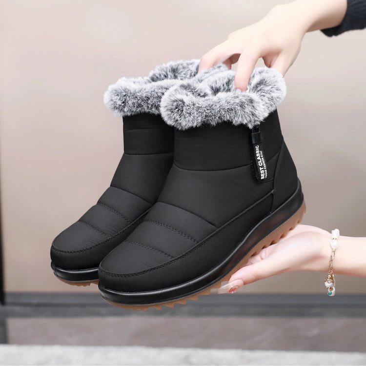 Winter Boot With Side Zipper Fashion Warm Plush Short Shoes | Vibra Cloth