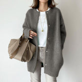Loose Round Neck Single Breasted Cardigan Fashion Solid C | Vibra Cloth