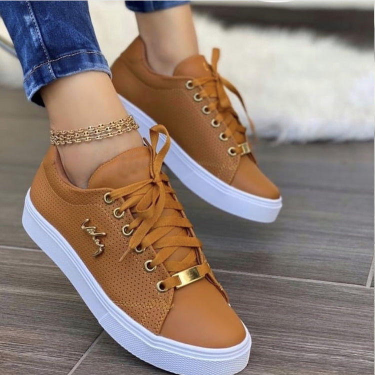 Women Flat Sneakers Breathable Lace-up Shoes For Girls | Vibra Cloth