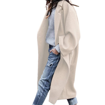 Casual Long Jacket With Pockets Solid Color Single Breasted | Vibra Cloth