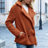 Loose Lapel Fluffy Coat Winter Button Jacket Cardigan | Vibra Cloth