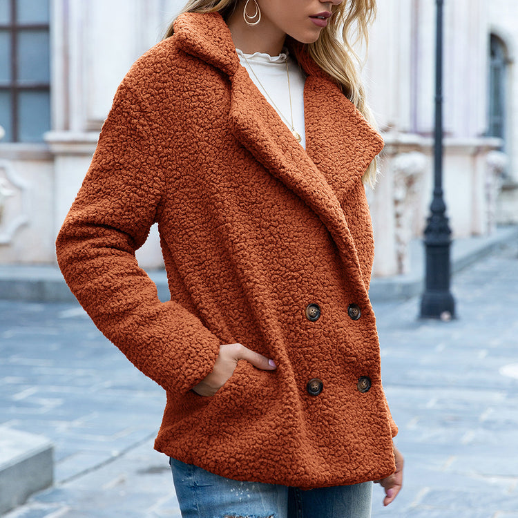Loose Lapel Fluffy Coat Winter Button Jacket Cardigan | Vibra Cloth