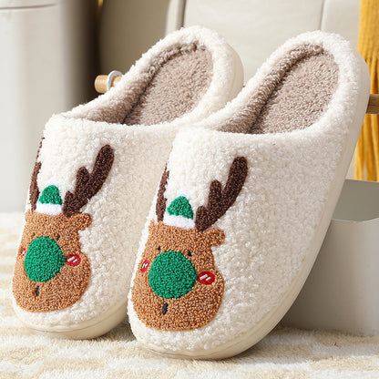 Christmas Shoes Winter Home Slippers Elk Soft Cozy Bedroom | Vibra Cloth