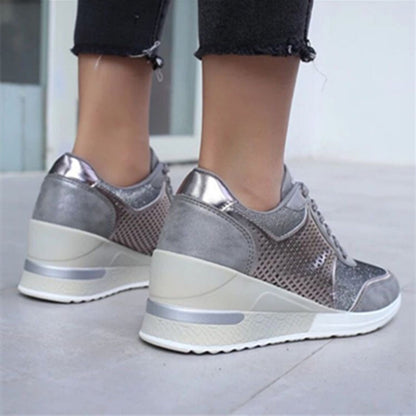 Lacing Sneakers With Platform Heels For Women | Vibra Cloth
