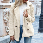 Loose Lapel Fluffy Coat Winter Button Jacket Cardigan | Vibra Cloth