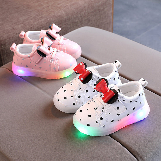 Light-up Shoes Girls Bowknot LED Light-up Shoes Breathable B | Vibra Cloth