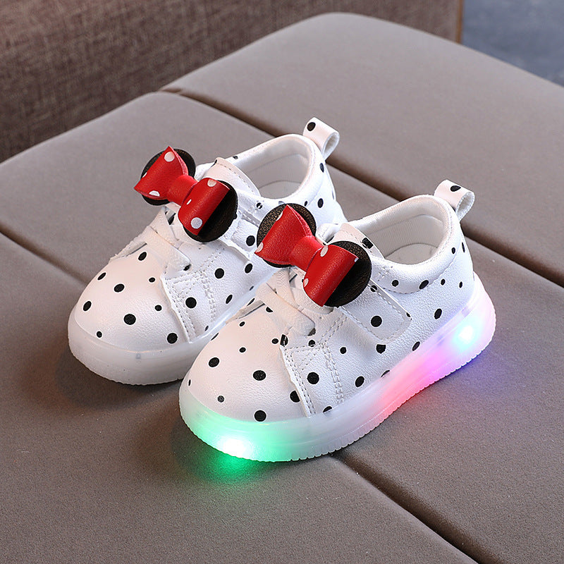 Light-up Shoes Girls Bowknot LED Light-up Shoes Breathable B | Vibra Cloth
