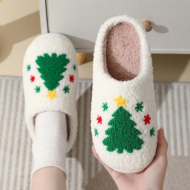 Christmas Home Slippers Cute Cartoon Claus Cotton Slippers s | Vibra Cloth