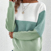 Pullover Knitted Sweater Fashion Round Neck Splicing Knitwea | Vibra Cloth