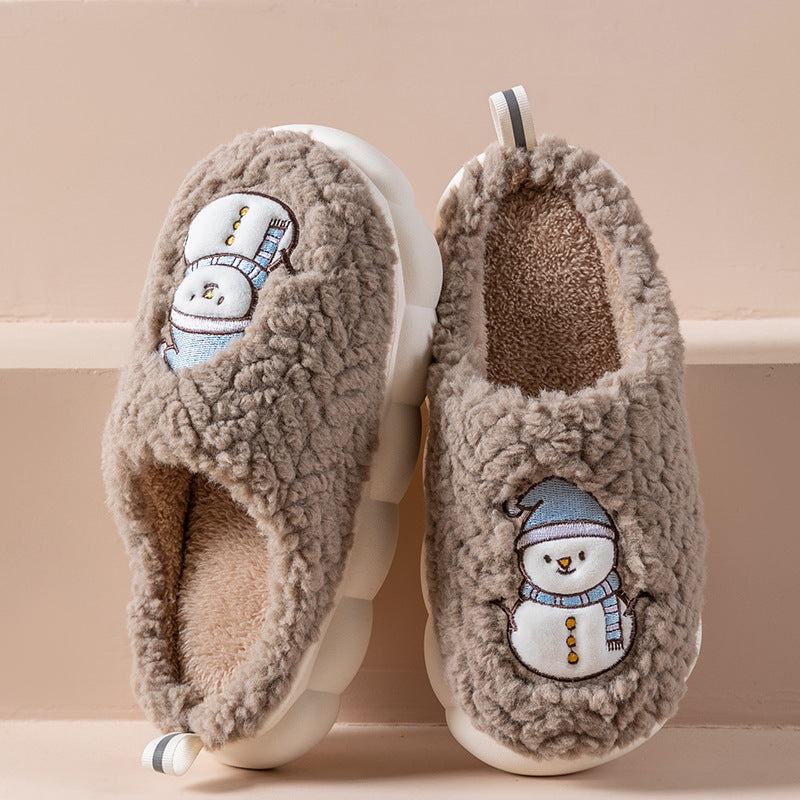 Cute Snowman Slippers Winter Indoor Household Warm Plush | Vibra Cloth