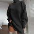 Solid Turtleneck Long Sweater Winter Warm Women Sweater Dres | Vibra Cloth