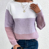 Pullover Knitted Sweater Fashion Round Neck Splicing Knitwea | Vibra Cloth