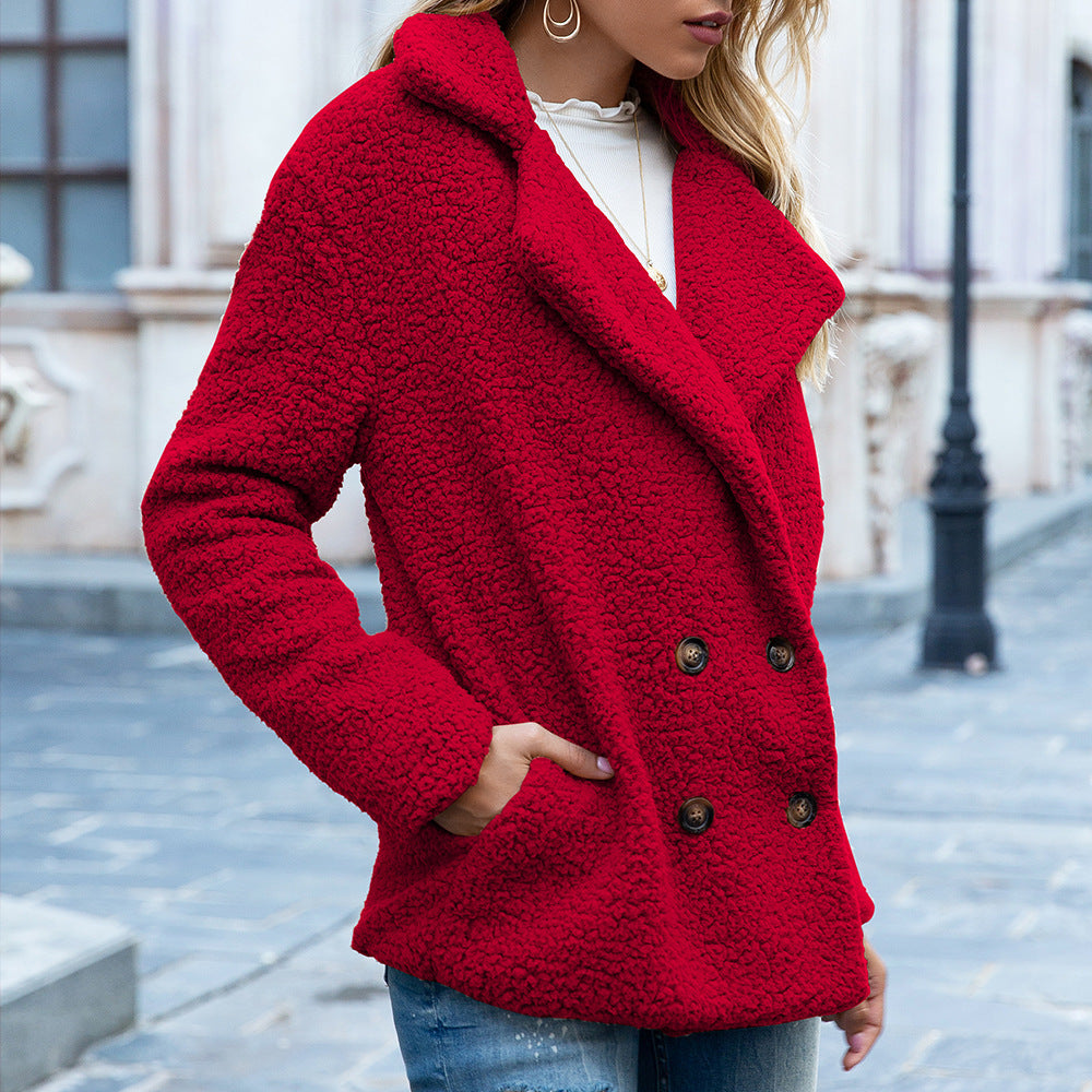 Loose Lapel Fluffy Coat Winter Button Jacket Cardigan | Vibra Cloth