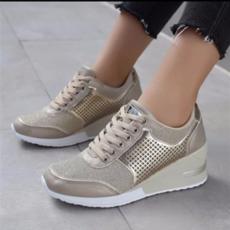 Lacing Sneakers With Platform Heels For Women | Vibra Cloth