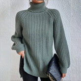 Turtleneck Pullover Sweater With Split Design Fashion Simple | Vibra Cloth