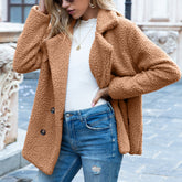 Loose Lapel Fluffy Coat Winter Button Jacket Cardigan | Vibra Cloth