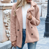Loose Lapel Fluffy Coat Winter Button Jacket Cardigan | Vibra Cloth