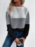 Pullover Knitted Sweater Fashion Round Neck Splicing Knitwea | Vibra Cloth
