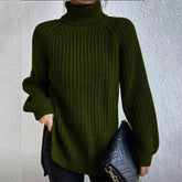Turtleneck Pullover Sweater With Split Design Fashion Simple | Vibra Cloth