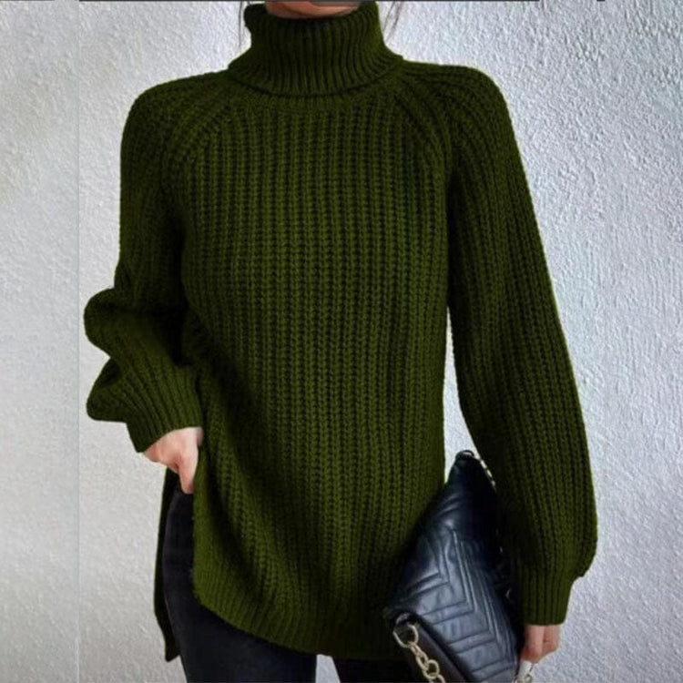 Turtleneck Pullover Sweater With Split Design Fashion Simple | Vibra Cloth