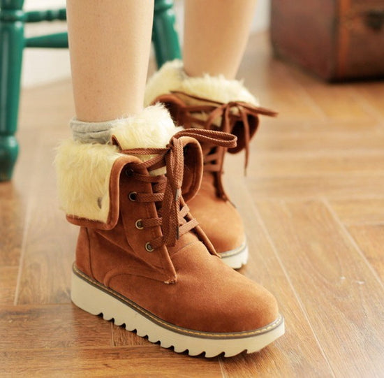 Frosted fur boots snow boots Lace Up Boots | Vibra Cloth