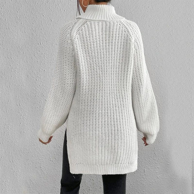 Turtleneck Pullover Sweater With Split Design Fashion Simple | Vibra Cloth