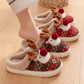 Cute Christmas Elk Plush Slippers Winter Ins Fashion Non-sli | Vibra Cloth