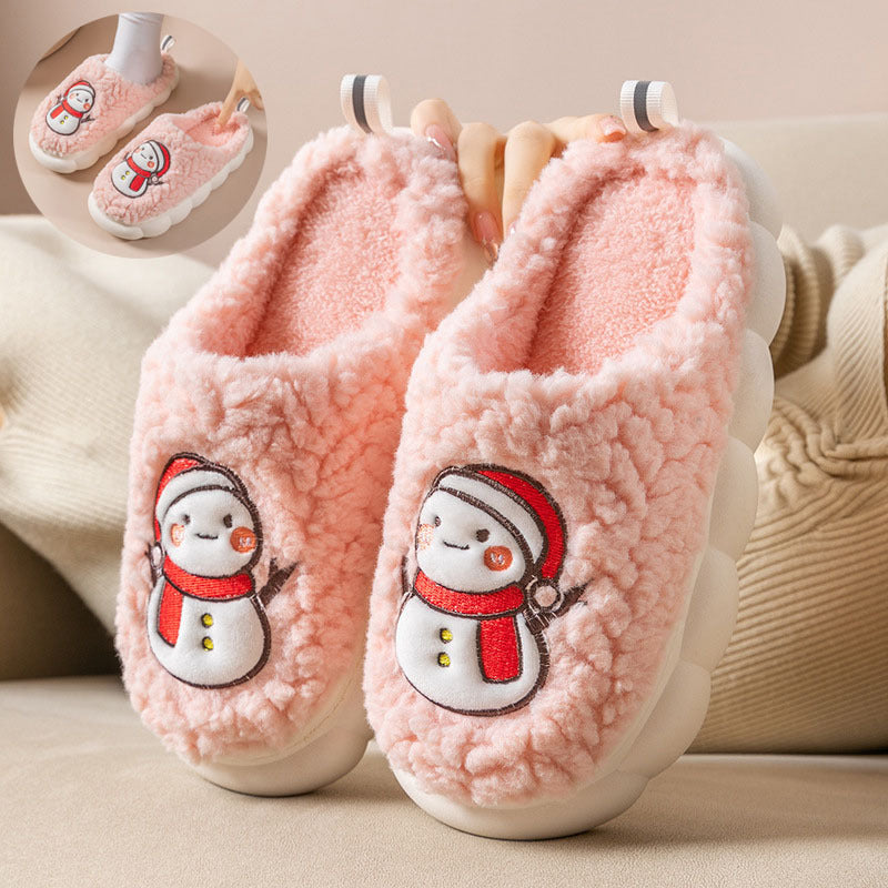 Cute Snowman Slippers Winter Indoor Household Warm Plush | Vibra Cloth