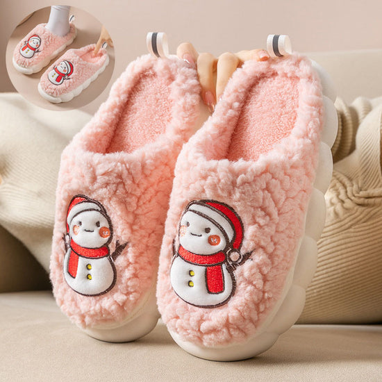 Cute Snowman Slippers Winter Indoor Household Warm Plush | Vibra Cloth