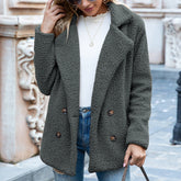 Loose Lapel Fluffy Coat Winter Button Jacket Cardigan | Vibra Cloth