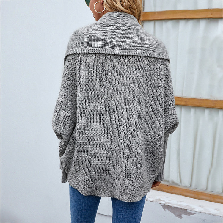 New Loose Knitted Sweater Solid Color Bat Sleeve | Vibra Cloth