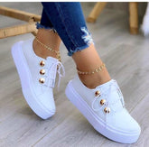 Lace-up Flats Sneakers Women Rivet Casual Shoes | Vibra Cloth