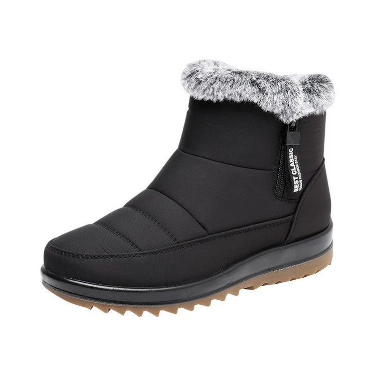 Winter Boot With Side Zipper Fashion Warm Plush Short Shoes | Vibra Cloth
