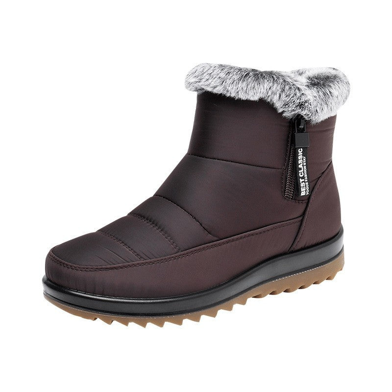 Winter Boot With Side Zipper Fashion Warm Plush Short Shoes | Vibra Cloth