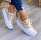 Lace-up Flats Sneakers Women Rivet Casual Shoes | Vibra Cloth