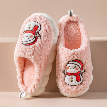 Cute Snowman Slippers Winter Indoor Household Warm Plush | Vibra Cloth