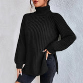 Turtleneck Pullover Sweater With Split Design Fashion Simple | Vibra Cloth