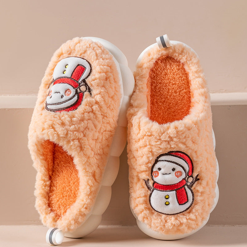 Cute Snowman Slippers Winter Indoor Household Warm Plush | Vibra Cloth
