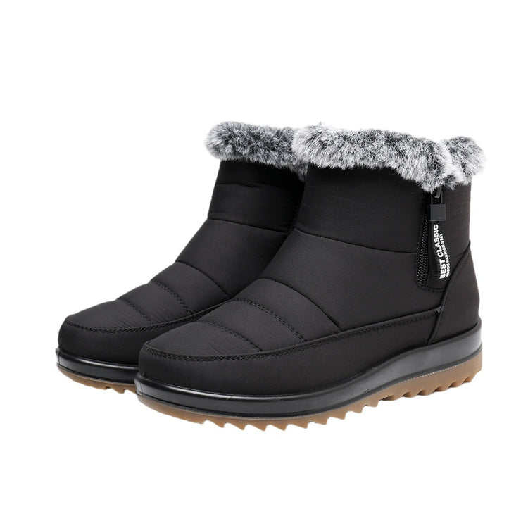 Winter Boot With Side Zipper Fashion Warm Plush Short Shoes | Vibra Cloth