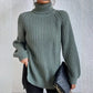 Turtleneck Pullover Sweater With Split Design Fashion Simple | Vibra Cloth