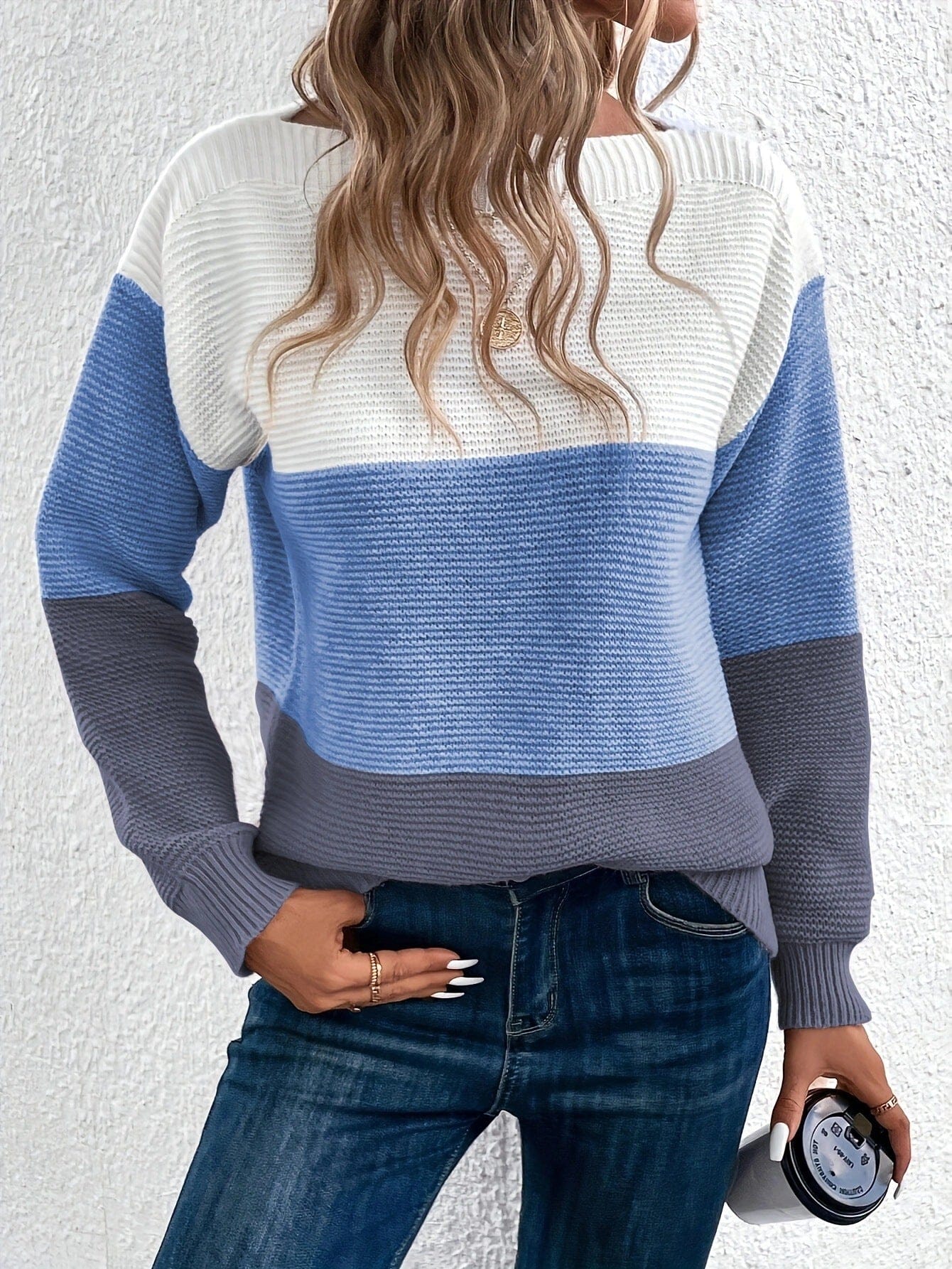 Pullover Knitted Sweater Fashion Round Neck Splicing Knitwea | Vibra Cloth