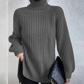 Turtleneck Pullover Sweater With Split Design Fashion Simple | Vibra Cloth