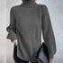 Turtleneck Pullover Sweater With Split Design Fashion Simple | Vibra Cloth