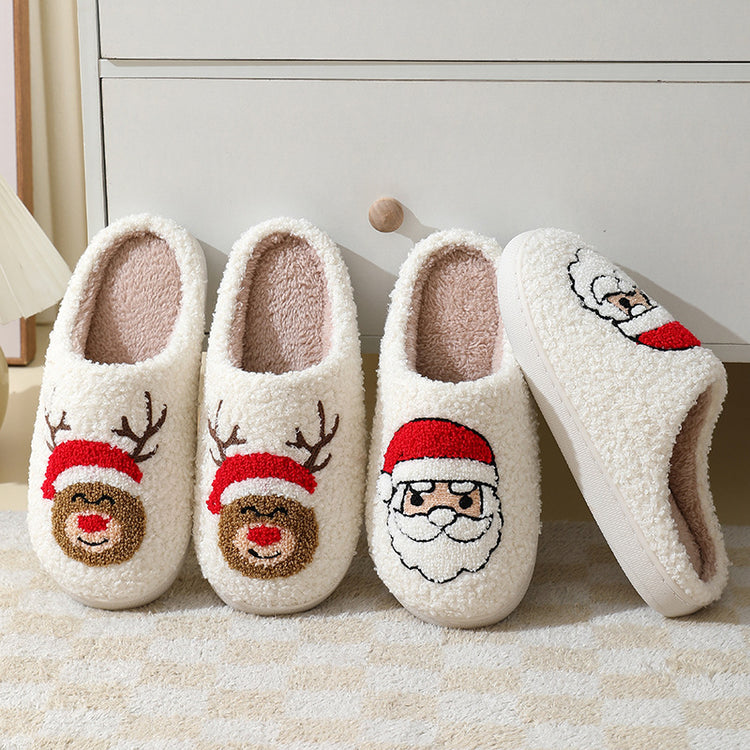 Christmas Home Slippers Cute Cartoon Claus Cotton Slippers s | Vibra Cloth