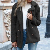 Loose Lapel Fluffy Coat Winter Button Jacket Cardigan | Vibra Cloth