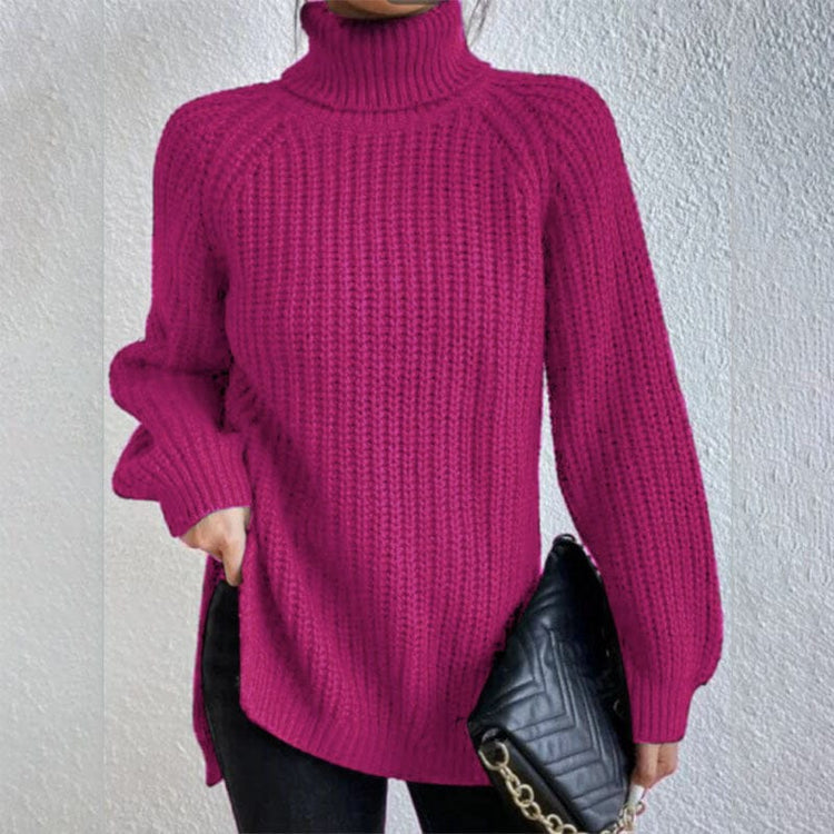 Turtleneck Pullover Sweater With Split Design Fashion Simple | Vibra Cloth