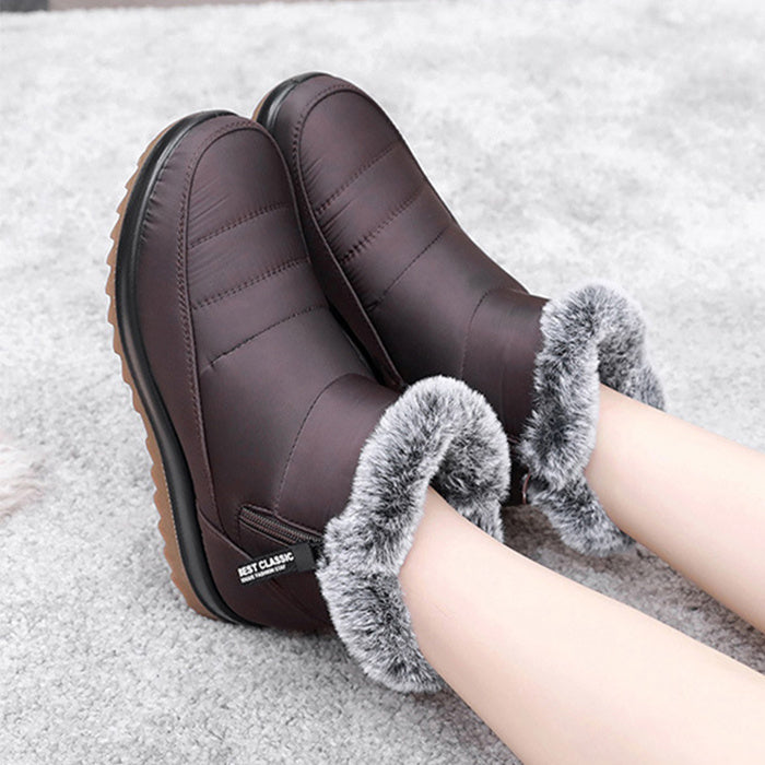 Winter Boot With Side Zipper Fashion Warm Plush Short Shoes | Vibra Cloth